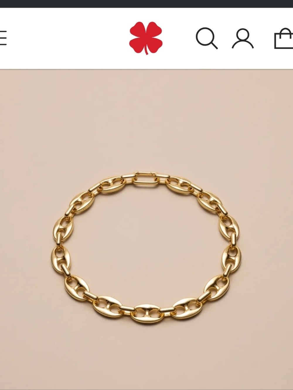 LUCKY Gold Tone Brass Choker Chain Link Necklace